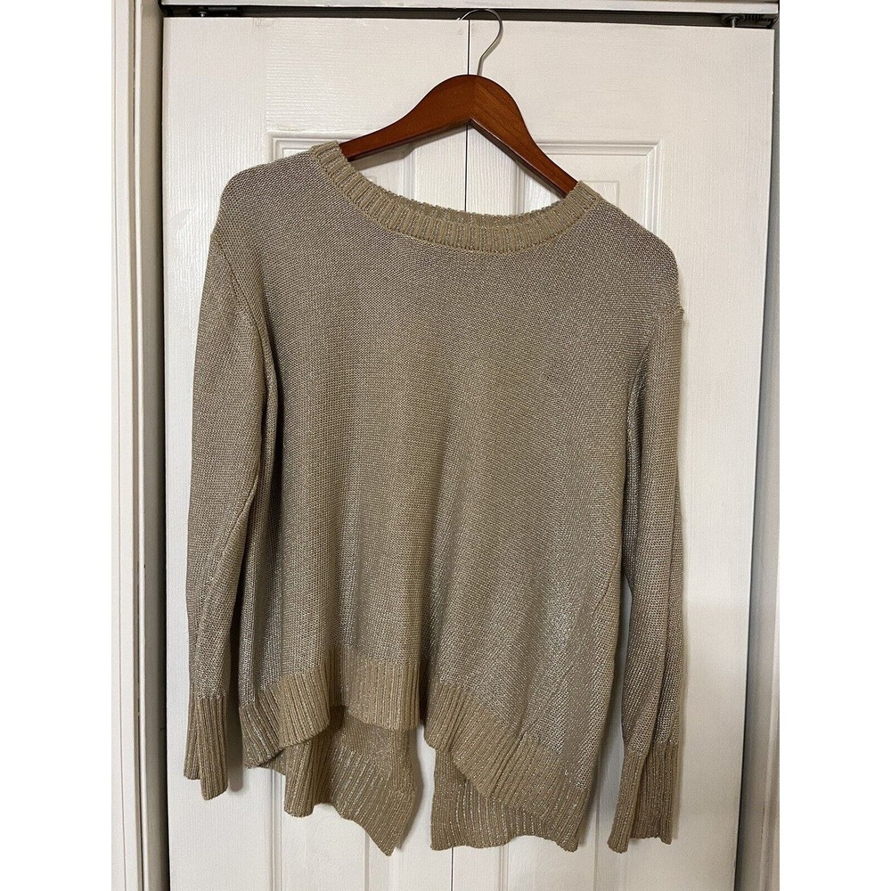 Cotton Emporium Gold Shimmer Sweater Open Back Women’s Large